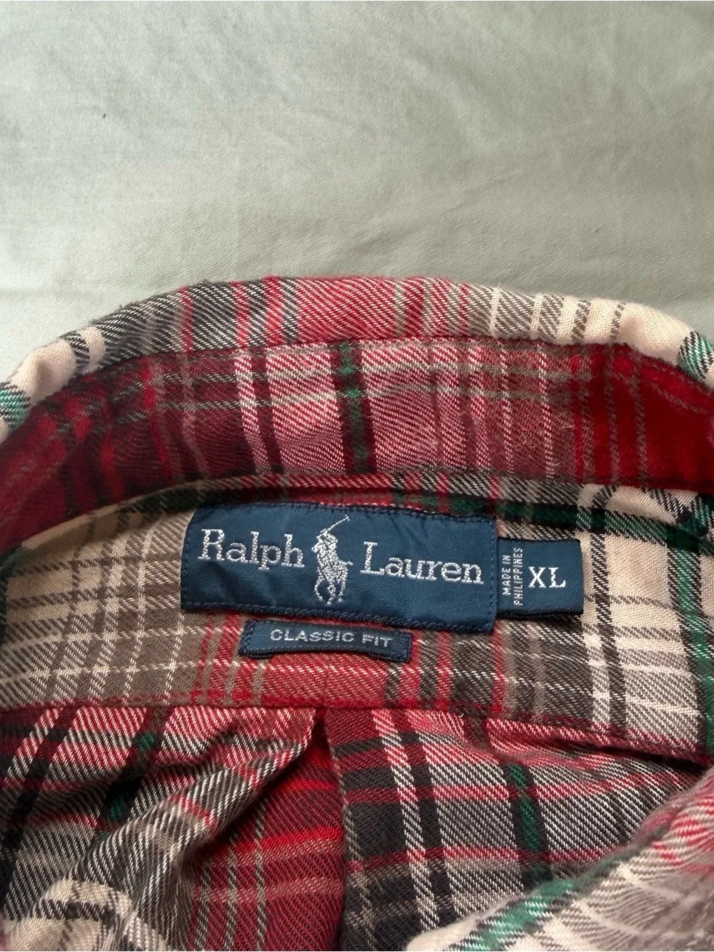 Ralph Lauren Classic Fit XL Red Plaid 100% Cotton Flannel Shirt